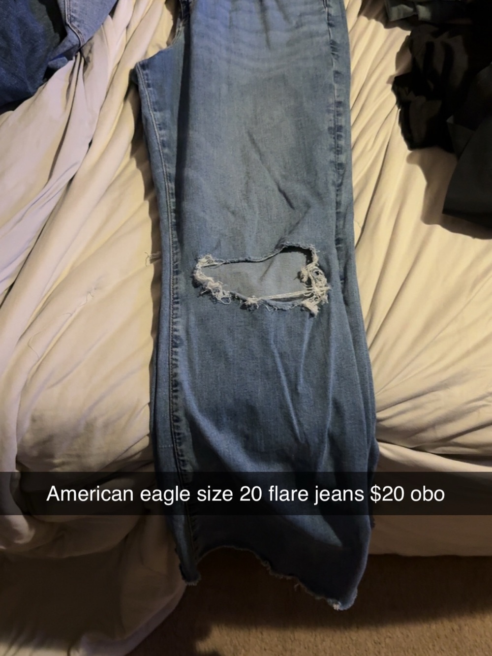 American Eagle Outfitters Light Blue Distressed Flare Jeans
